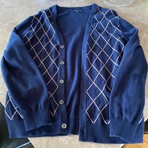 VINTAGE Grandpa cardigan sweater blue with diamond design